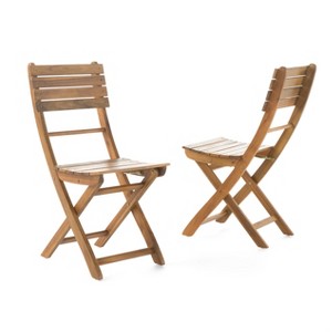 Positano Set of 2 Acacia Wood Foldable Dining Chairs - Christopher Knight Home - 1 of 4