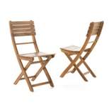 Positano Set of 2 Acacia Wood Foldable Dining Chairs - Natural Finish - Christopher Knight Home