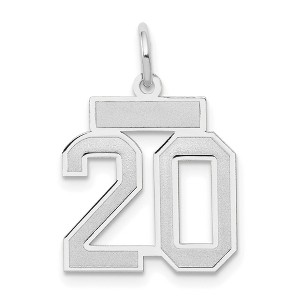 Black Bow Jewelry 14k White Gold, Jersey Collection, Small Number 20 Pendant - 1 of 4