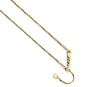 Black Bow Jewelry 1mm 10k Yellow Gold Adjustable Solid Wheat Chain Necklace - 1 of 4