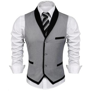 COOFANDY Men's Suit Vest Slim Fit Formal Business Dress Vest Casual Wedding Waistcoat - 1 of 4