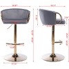 Racxily Set of 2 Bar Stools - Swivel Height Adjustable Bar Stools with Chrome Footrest/Base, Velvet & Golden Legs,for Home Bar/Kitchen, Grey - 3 of 4