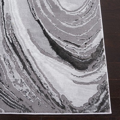 Light Grey Abstract Hand-knotted Washable Area Rug