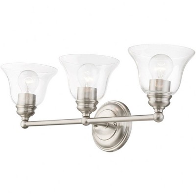 Moreland Brushed Nickel 3-Light Vanity with Hand Blown Glass