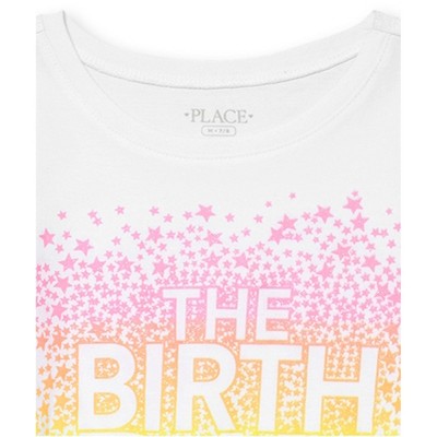 The Children's Place Girls Birthday Short Sleeve Rainbow 'The Birthday Girl' Graphic Tee White M (7/8) — фото 3