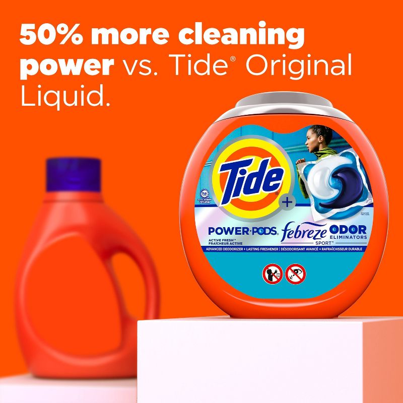 Tide Sport Power Pods HE Compatible Febreze Odor Eliminator Laundry Detergent Soap Pacs, 3 of 9