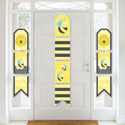 Big Dot of Happiness Honey Bee - Hanging Vertical Paper Door Banners - Baby Shower or Birthday Party Wall Decoration Kit - Indoor Door Decor