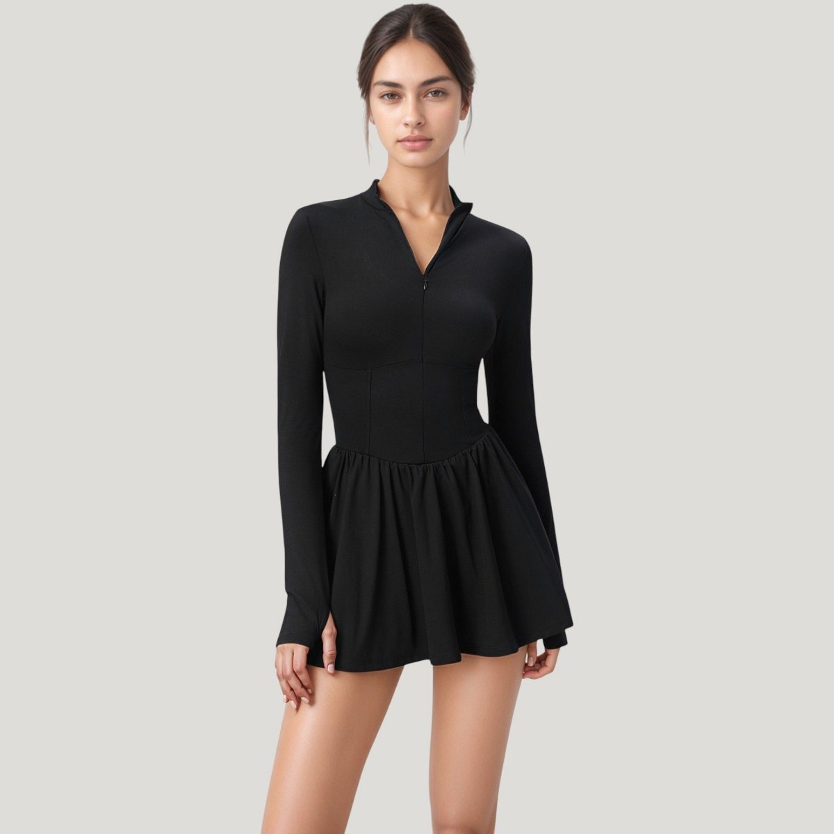 Женские платья Anna-Kaci Active Women's Athletic Dress with Front Zip and Flowy Skirt - Small, Black — фото 6