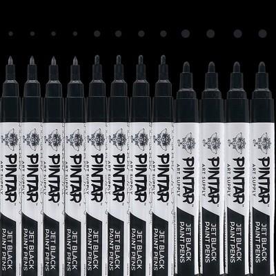 PINTAR Premium Acrylic Paint Pens - 3 Black & 3 White(6-Pack) Extra Fine  Tip(0.7) Rock Painting, Wood, Paper, Fabric, Craft Supplies, DIY Project