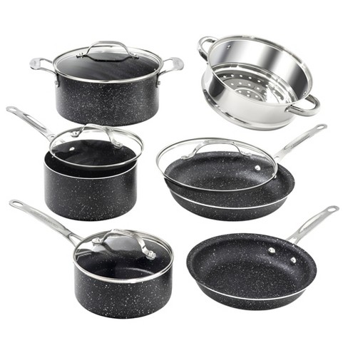 10 Pieces Induction Pots and Pans Set Non-stick Granite Kitchen Cookware  Sets Nonstick Kitchenware Pans for Cooking Pot and Pan Set Frying Pan Set  and Saucepan Stone Kitchen Set Cookware Set Gift
