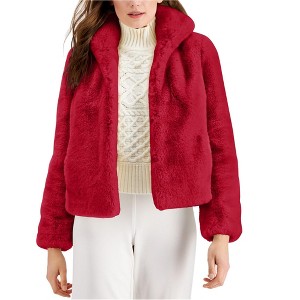 I.N.C International Concepts Womens Faux Fur Coat, Red, Large - 1 of 1