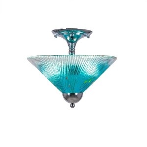 Toltec Lighting Any 2 - Light Flush Mount in  Chrome with 12" Teal Crystal Shade - 1 of 1