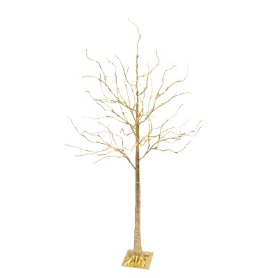 Everlasting Glow 70.8-Inch High Electric Gold Tree with 88 Warm White Micro LED Lights