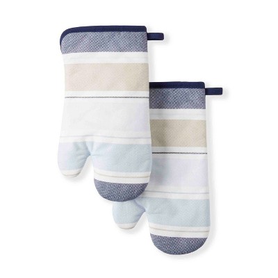 Thin Stripe Oven Mitt 2pc Set Navy Blue - Martha Stewart