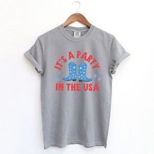 Simply Sage Market Women's It's A Party Boots Short Sleeve Garment Dyed Tee - 1 of 4