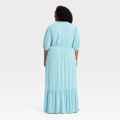 knee length dresses for ladies Oliphant Cuff Sleeve Tie Waist Maxi Dress – alist100
