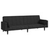 vidaXL 2-Seater Sofa Bed with Two Pillows Black Fabric - 2 of 4