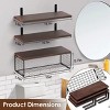 2 In 1 Floating Shelves Wall Mounted w/ Storage Basket Bathroom Shelves Over Toilet Wooden Shelves for Bedroom Living Room Kitchen Office Wall Decor - 3 of 4