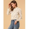 Allegra K Women's Point Collar Long Button Sleeve Button Down Floral Shirt - 2 of 4