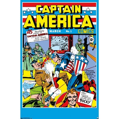 Trends International 24X36 Marvel Comics - Captain America - Cover #1 Framed Wall Poster Prints