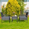 Tangkula 3 Pieces Patio Set Outdoor Wicker Rattan Furniture w/ Cushions Gray - image 2 of 4