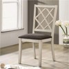 DOMETOUR Antique White Solid wood Set of 2 Chairs Unique Design Back Kitchen Dining Room Breakfast Grey Cushion Seat Chair Fabric - 2 of 4