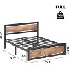 Full Size Bed Frame, Industrial Full Bed Platform, Wooden Headboard, Noise Free Mattress, No Box Spring Needed, Easy Assemble, Rustic Brown - 2 of 4