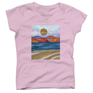 Girl's Design By Humans Beach Landscape Stain Glass By Maryedenoa T-Shirt - 1 of 3