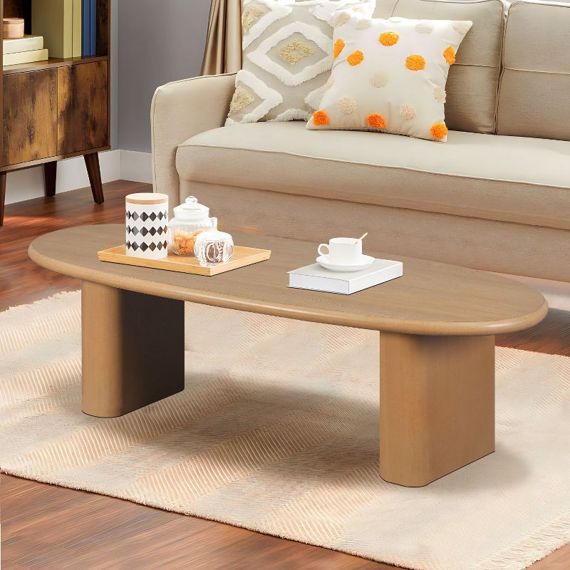 51'' Coffee Table with Two Vertical Thick Feet and Tapered Tabletop - Maison Boucle, 1 of 8