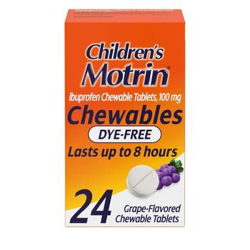 Children's Motrin Dye-Free Pain Reliever and Fever Reducer Ibuprofen (NSAID) ChewableTablets - Grape Flavor - 24ct