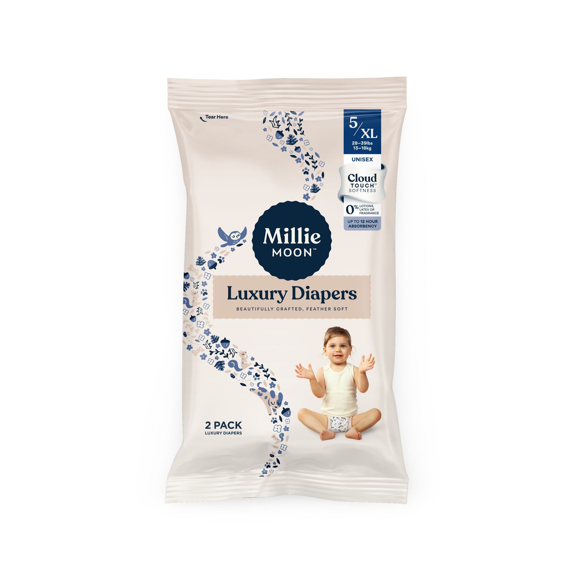 Millie Moon Disposable Diapers Sample Pack - Size 5 - 2ct