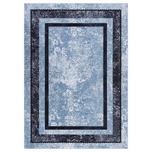 Area Rug, Washable Rug ¨C Modern Bordered Non-Slip Throw Rug for Entryway/Bedroom, Soft Non-Shedding Accent Mat - 1 of 4