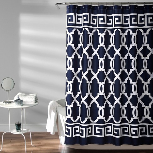 Maze Border Shower Curtain Navy Lush Dcor Target