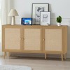 MAYEERTY Natural 591531" Modern Sideboard Buffet with 3 Rattan Doors - Living Room, Entryway - 3 of 4