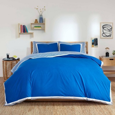 Blue Cotton Down Alternative Reversible Comforter Set, Full