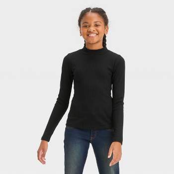 Girls' Long Sleeve Rib-Knit Mock Neck Top - art class™