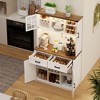 Baker's Rack with Microwave Shelf, Built-in LED Lighting , Storage Cabinet for Kitchen - 3 of 4