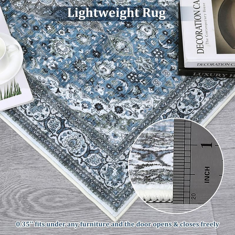 WhizMax Area Rug Vintage Medallion Rugs Stain & Water Resistant Washable Throw carpet for Living Room Bedroom, 4 of 9