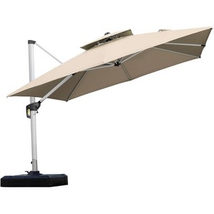 PURPLE LEAF 10ft Patio Umbrella Outdoor Square Double-Top Aluminum Umbrella Cantilever Patio Umbrella for Garden Deck Pool Patio - 1 of 4