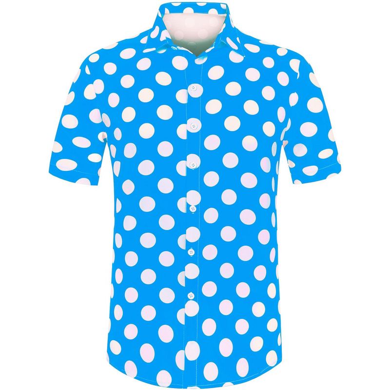 Lars Amadeus Men's Summer Polka Dots Button Down Short Sleeves Hawaiian Shirts, 1 of 7