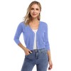 Women Solid Button Down 3/4 Sleeve Cropped Bolero Cardigan Sweater - 4 of 4