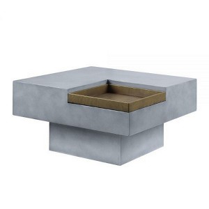 Royal Hampton 32 Inch Coffee Table with Removable Tray, Cement Construction, Smooth Gray - 1 of 4
