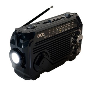 QFX® Portable AM/FM/Shortwave Emergency Radio with Bluetooth®, Flashlight, Hand Crank, and Solar Panel, Black, R-30 - 1 of 4