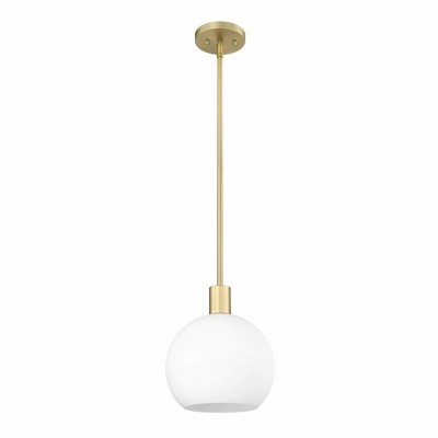 Olde Brass and White Glass Globe Pendant Light