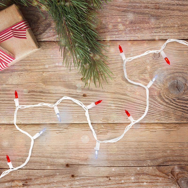 Northlight 100ct LED Mini Christmas String Lights Red/White - 33' White Wire, 2 of 4