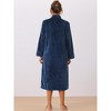 cheibear Women's Flannel Warm Cozy Fluffy Zipper Long Bathrobe - 4 of 4
