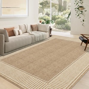 Area Rugs for Living Room Modern Bordered Rug Farmhouse Geometric Bedroom Rugs Low Pile Non Shedding Carpet - 1 of 4
