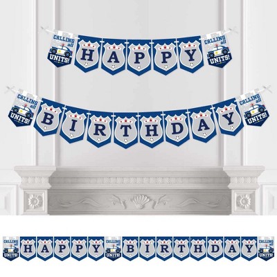 Big Dot of Happiness Calling All Units - Police - Cop Birthday Party Bunting Banner - Birthday Party Decorations - Happy Birthday