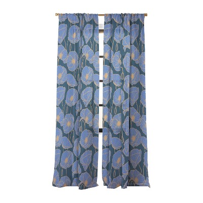 Emanuela Carratoni Moody Blue Garden Set of 2 Panel Sheer Window Curtain - Deny Designs