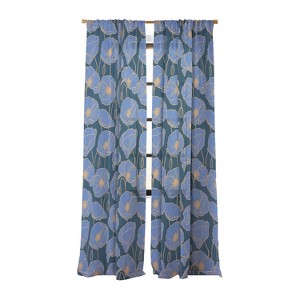 Emanuela Carratoni Moody Blue Garden Set of 2 Panel Sheer Window Curtain - Deny Designs - 1 of 4